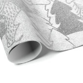 クリスマスツリーシルバーグレイファンシーグリッターコテージ ラッピングペーパー (ロールコーナー)