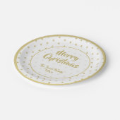 クリスマスツリーシンプルのアイコンパターン金ゴールドと白 ペーパープレート (アングル)