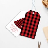 クリスマスツリーシンプルキュート水牛チェックパターン ギフトタグ