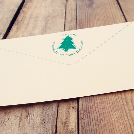 クリスマスツリーシンプル差出人住所かわいい休日 セルフインキングスタンプ