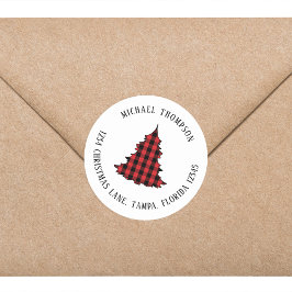 クリスマスツリーシンプル差出人住所 ラウンドシール