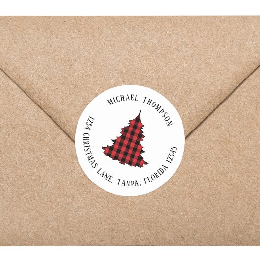 クリスマスツリーシンプル差出人住所 ラウンドシール