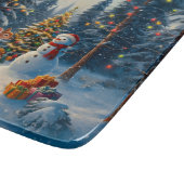 クリスマスツリーシーンカワイディアファウン雪だるま カッティングボード (角)