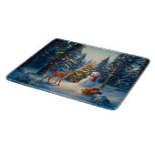 クリスマスツリーシーンカワイディアファウン雪だるま カッティングボード (角)