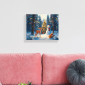 クリスマスツリーシーンカワイディアファウン雪だるま キャンバスプリント (インサイチュ (リビング))