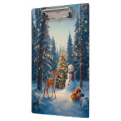 クリスマスツリーシーンカワイディアファウン雪だるま クリップボード (左)