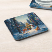 クリスマスツリーシーンカワイディアファウン雪だるま コースター (左側)