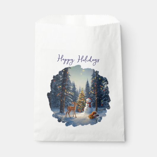 クリスマスツリーシーンカワイディアファウン雪だるま フェイバーバッグ (正面)