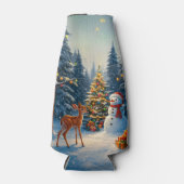 クリスマスツリーシーンカワイディアファウン雪だるま ボトルクーラー (正面)