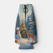 クリスマスツリーシーンカワイディアファウン雪だるま ボトルクーラー (裏面)