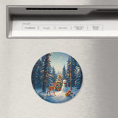 クリスマスツリーシーンカワイディアファウン雪だるま マグネット (インサイチュ (食洗機))