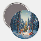 クリスマスツリーシーンカワイディアファウン雪だるま マグネット (正面/裏面)