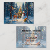 クリスマスツリーシーンカワイディアファウン雪だるま 名刺 (正面/裏面)