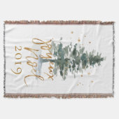 クリスマスツリージョイノエル金ゴールドタイポグラフィ スローブランケット (正面)