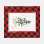 クリスマスツリージョユーノエルタイポグラフィ フリースブランケット (正面(横))