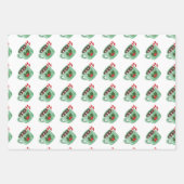 クリスマスツリージンジャーブレッドマンホットココアホリデーズ ラッピングペーパーシート (正面)