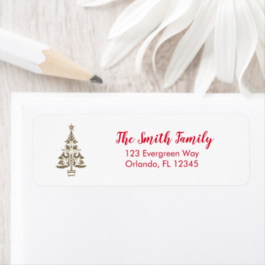 クリスマスツリースウェーデン語イラストレーションアドレス ラベル (インサイチュ)