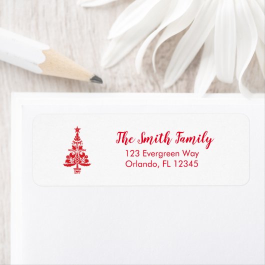 クリスマスツリースウェーデン語イラストレーション北欧アドレス ラベル (インサイチュ)