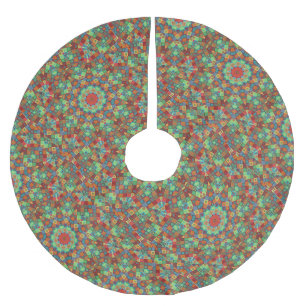 クリスマスツリースカートカラフルパッチワークキルトスター ブラッシュドポリエステルツリースカート