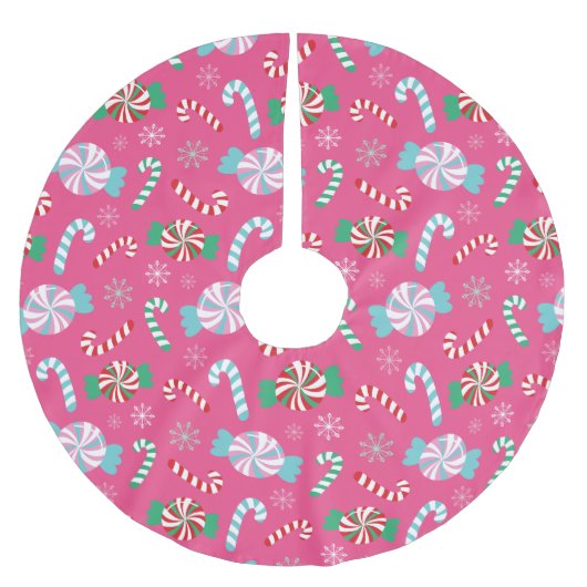 クリスマスツリースカートキャンディファンタジードリーム ブラッシュドポリエステルツリースカート (正面)