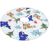 クリスマスツリースカートサメ魚 ブラッシュドポリエステルツリースカート (アングル)