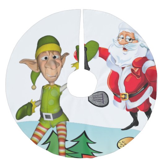 クリスマスツリースカートサンタゴルフ ブラッシュドポリエステルツリースカート (正面)