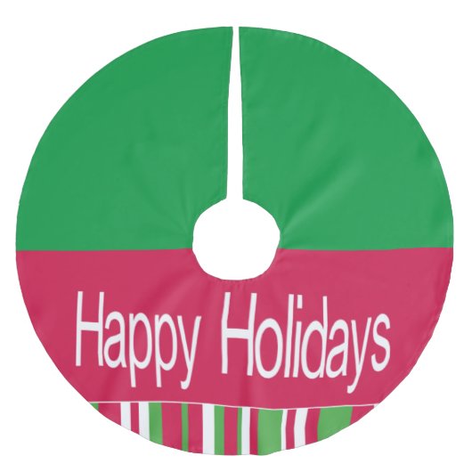 クリスマスツリースカートハッピーホリデー ブラッシュドポリエステルツリースカート (正面)