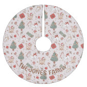 クリスマスツリースカートパーソナライズされた、クリスマスツリー ブラッシュドポリエステルツリースカート (正面)