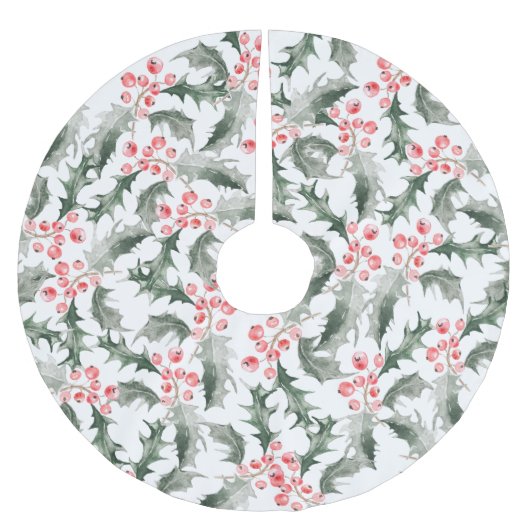 クリスマスツリースカートフェスティバルホリーアンドベリー ブラッシュドポリエステルツリースカート (正面)