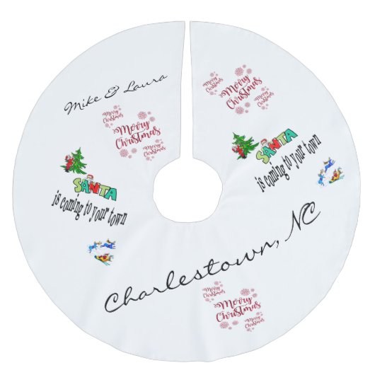 クリスマスツリースカート来サンタは町へ ブラッシュドポリエステルツリースカート (正面)