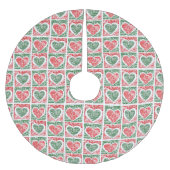 クリスマスツリースカート赤い緑のハートがそれを雪に任せる ブラッシュドポリエステルツリースカート (正面)