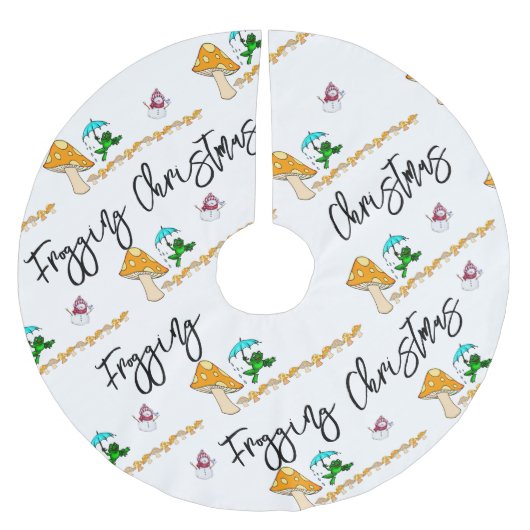 クリスマスツリースカート雪だるま霜キノコ ブラッシュドポリエステルツリースカート (正面)