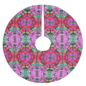 クリスマスツリースカート – ピンク/赤ポインセティアス。 (正面)