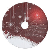 クリスマスツリースカート/球根、木とスノーフレーク フリース ツリースカート (正面)