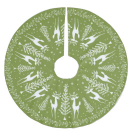 クリスマスツリースカートMCMオリーブと白 ブラッシュドポリエステルツリースカート