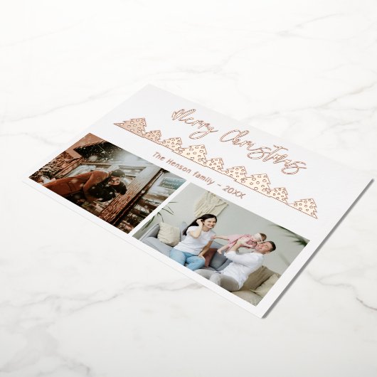 クリスマスツリースクリプトファミリー2フォトバラ金ゴールド 箔シーズンカード (回転した状態)