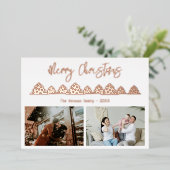 クリスマスツリースクリプトファミリー2フォトバラ金ゴールド 箔シーズンカード (立ち正面)