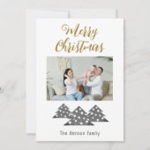 クリスマスツリースクリプトミニマリスト家族の写真 シーズンカード (正面)