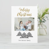 クリスマスツリースクリプトミニマリスト家族の写真 シーズンカード (スタンド正面)