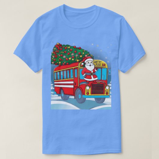 クリスマスツリースクールバスドライバー大人と子供 Tシャツ (デザイン正面)