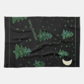 クリスマスツリースケッチ、エッジ効果 キッチンタオル (横)