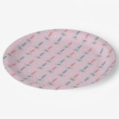 クリスマスツリーススノーフレークピンクグリーン ペーパープレート (アングル)