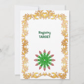 クリスマスツリーススノーフレーク金ゴールドフレームパーティー招待状 (裏面)