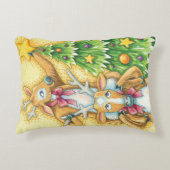 クリスマスツリースターを飾ったかわいいトナカイ アクセントクッション (正面)