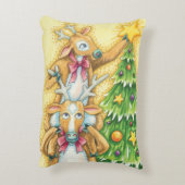 クリスマスツリースターを飾ったかわいいトナカイ アクセントクッション (裏面(縦))