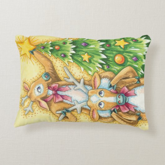 クリスマスツリースターを飾ったかわいいトナカイ アクセントクッション (裏面)