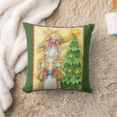 クリスマスツリースターを飾ったかわいいトナカイ クッション (ブランケット)