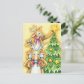 クリスマスツリースターを飾ったかわいいトナカイ シーズンポストカード (スタンド正面)