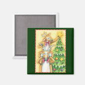 クリスマスツリースターを飾ったかわいいトナカイ マグネット (正面/裏面)