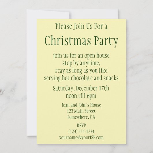 クリスマスツリースターを飾ったかわいいトナカイ 招待状 (裏面)